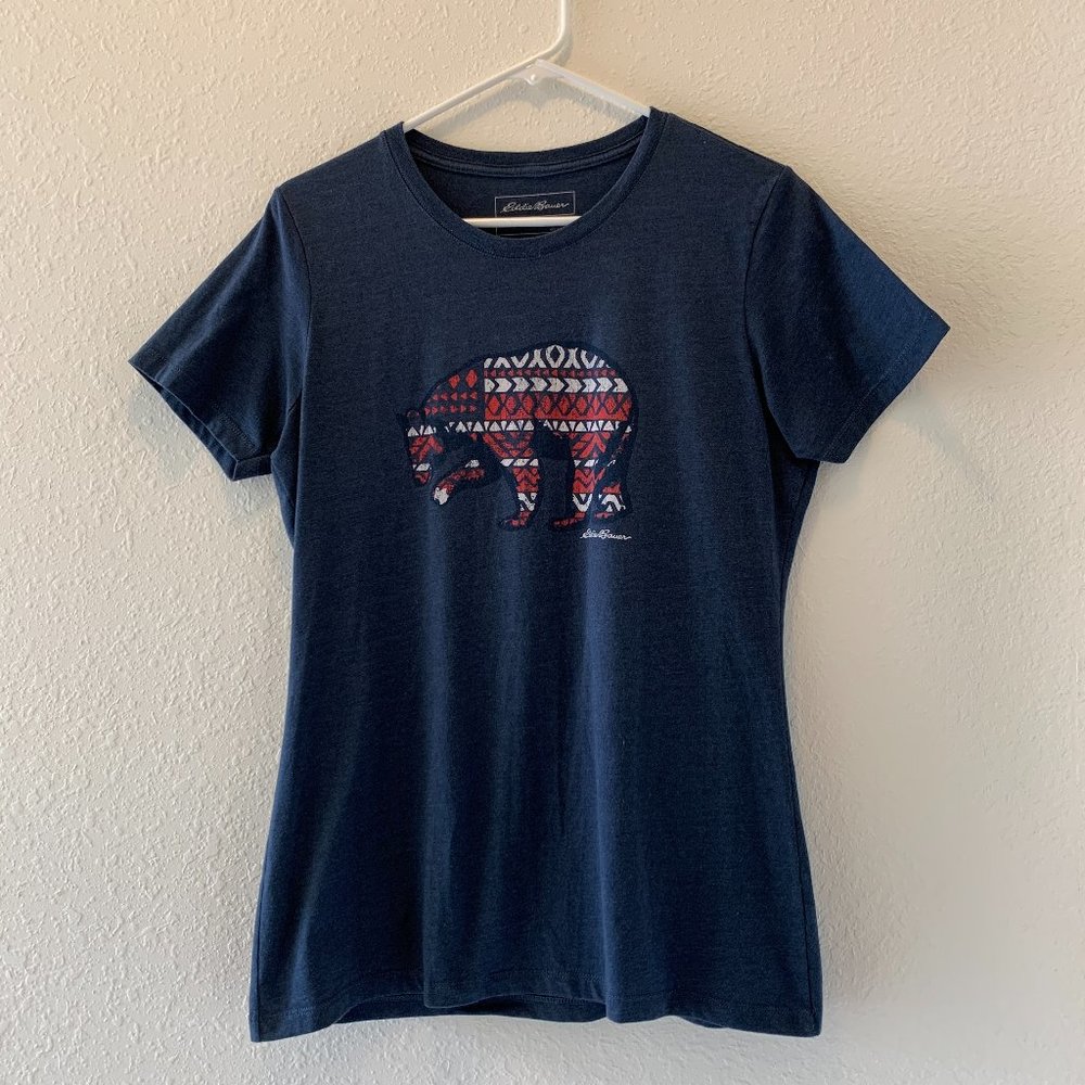 Eddie Bauer Navy Bear T Shirt, L
